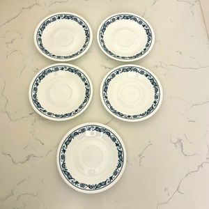 Old Town Blue Corelle Saucers 6 1/4" Set of 5 by Corning